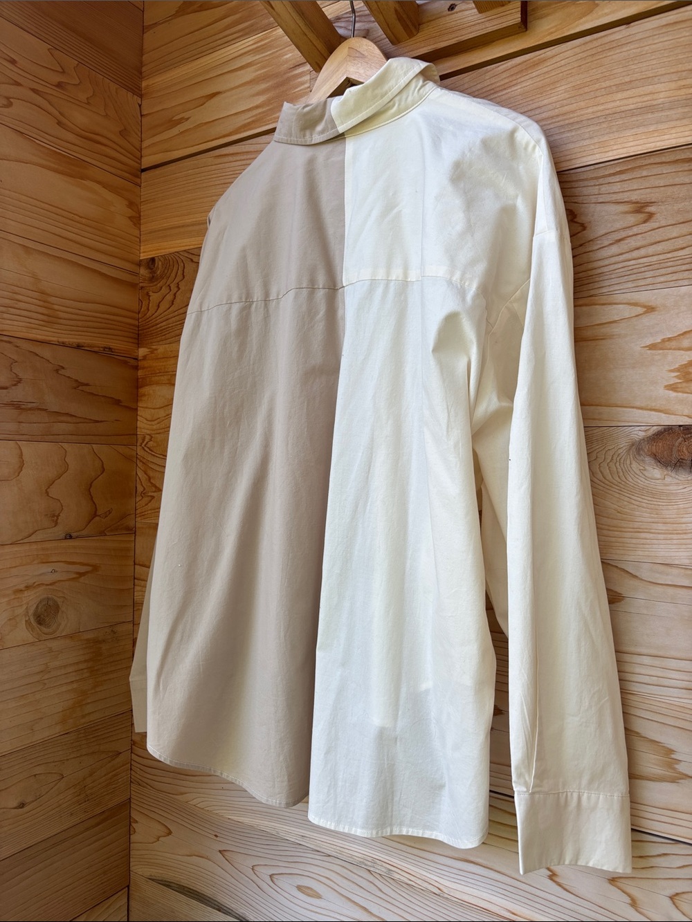 Pistola Sloane Split Color Button Down Shirt Large Oversized Cotton NWOT - Picture 8 of 8